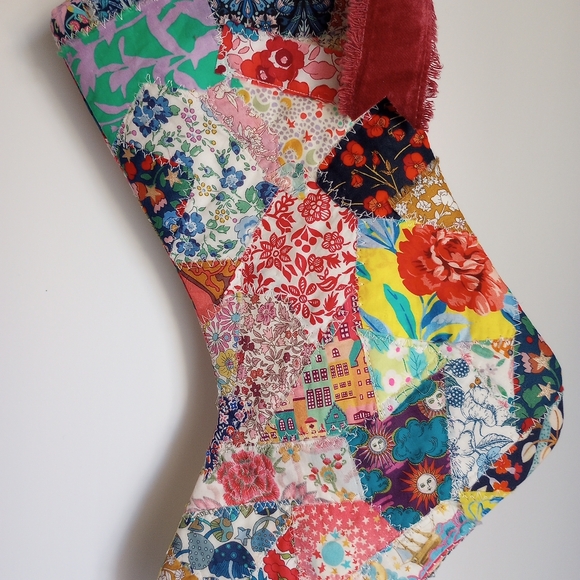 Liberty Art Fabric Tana Lawn Patchwork Quilted Christmas Stocking Bespoke OOAK - Picture 10 of 14